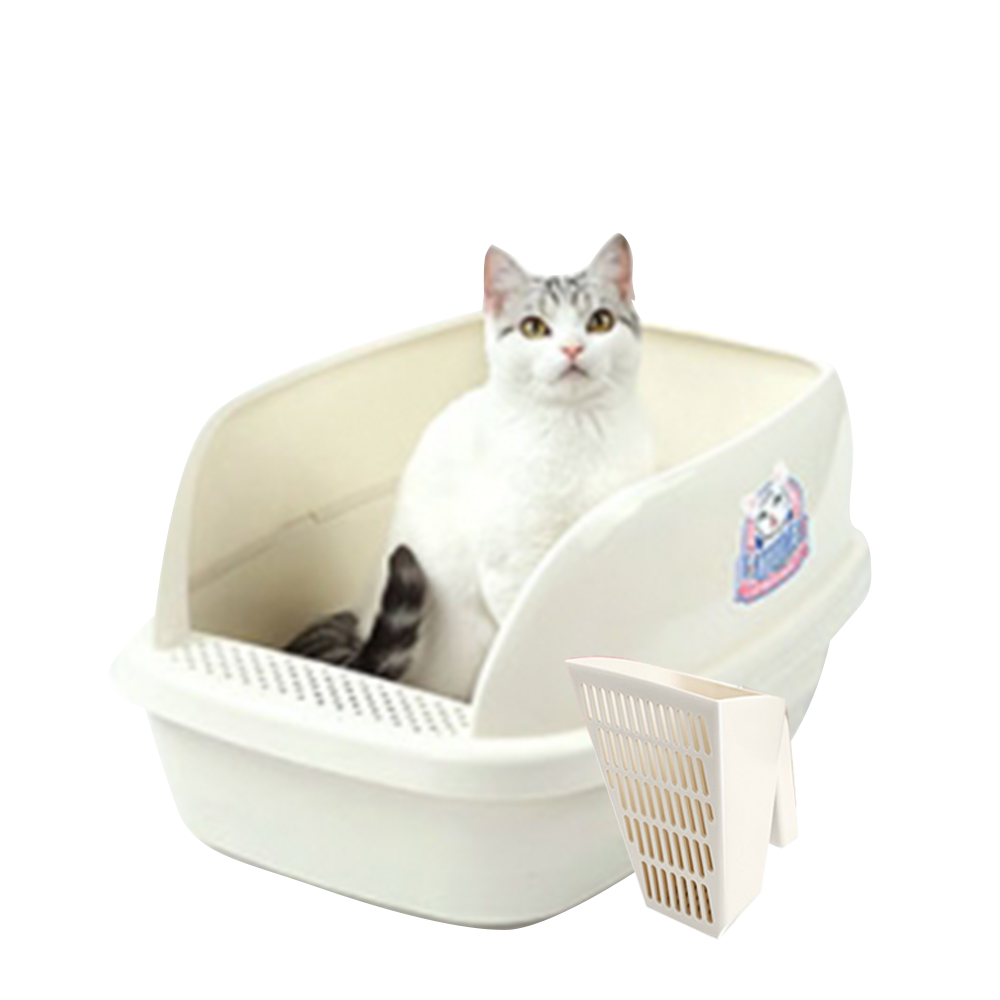 Cat | Product - Cat Litter Box - CL212 -  - 51 x 38 x 25 cm Cream White - Best In Show - Best Pet Food For Your Pet