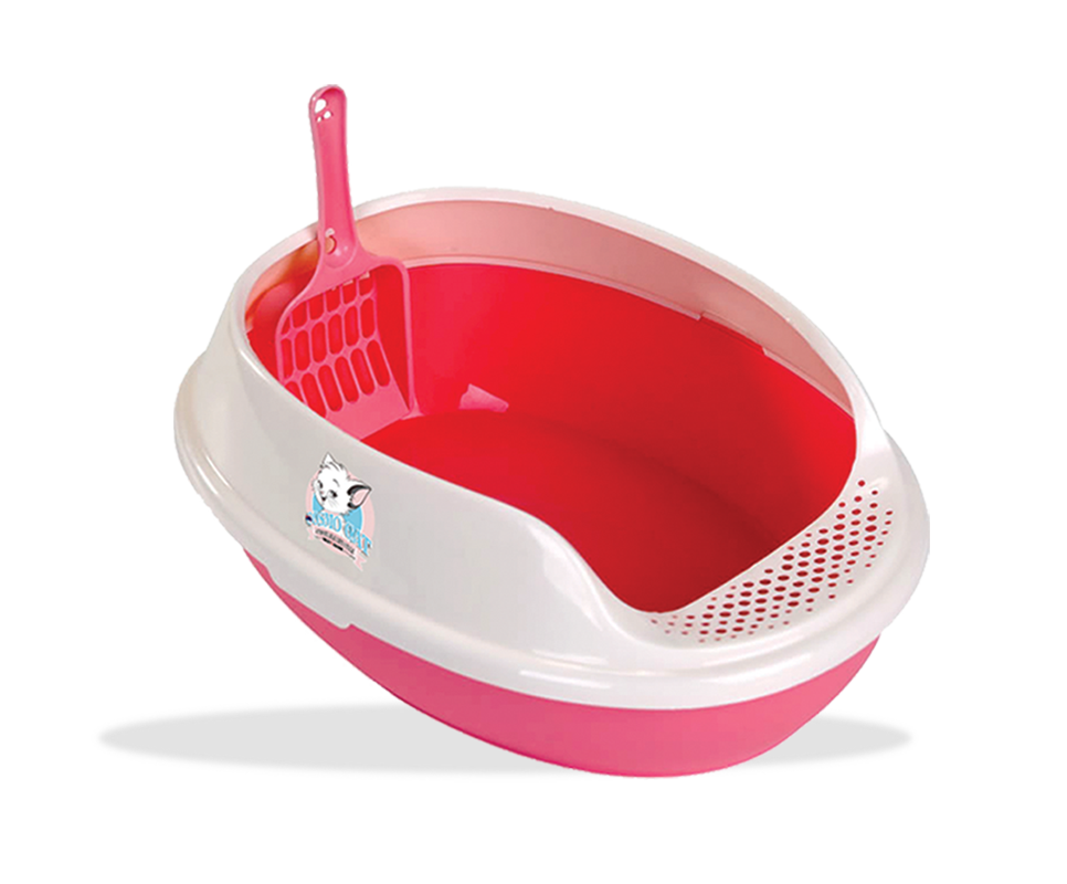 Cosmo Cat - Cosmo Cat Litter Box #1 with Scoop -  - 38 x 28 x 14 cm Pink White - Best In Show - Best Pet Food For Your Pet