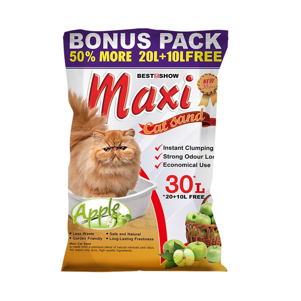Maxi Cat Sand - Maxi Cat Sand - Cat Sand Apple - 30L  - Best In Show - Best Pet Food For Your Pet