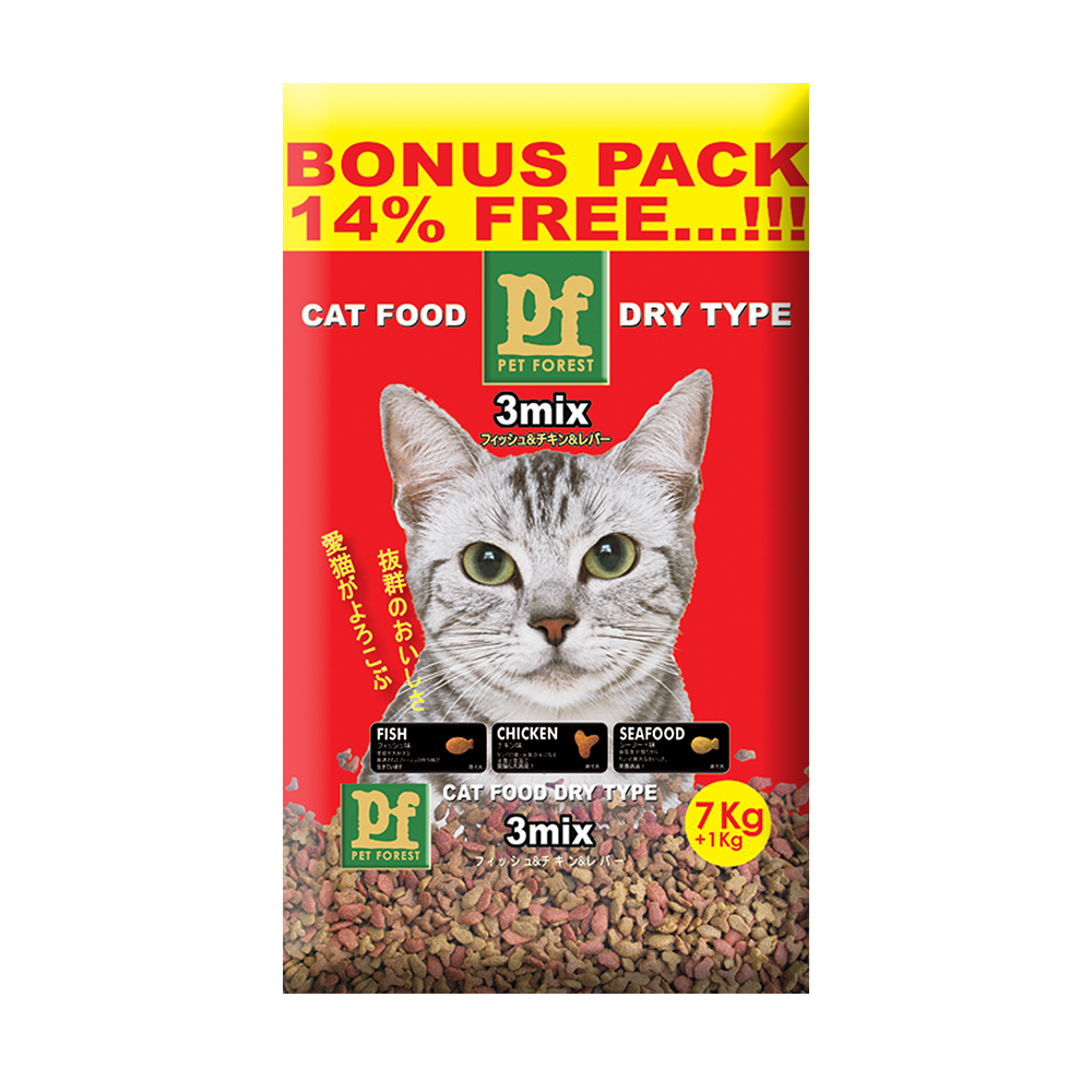 Japanese Formula - Pet Forest - 3 Mix (Fish, Chicken, Liver) - 7+1kg  - Best In Show - Best Pet Food For Your Pet
