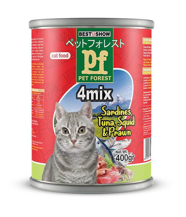 Japanese Formula - Pet Forest - 4 Mix (Sardines, Tuna, Squid & Prawn) - 400gr  - Best In Show - Best Pet Food For Your Pet