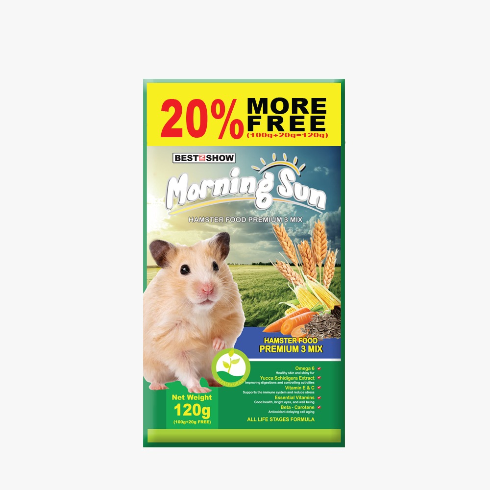Hamster - Morning Sun Hamster - Premium 3 mix - 120g  - Best In Show - Best Pet Food For Your Pet