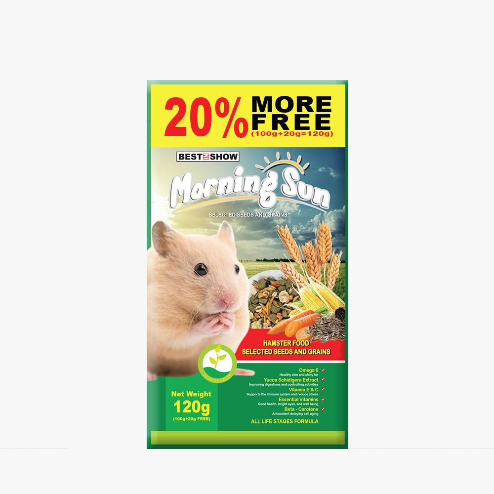 Hamster - Morning Sun Hamster - Seeds  & Grains - 120g  - Best In Show - Best Pet Food For Your Pet