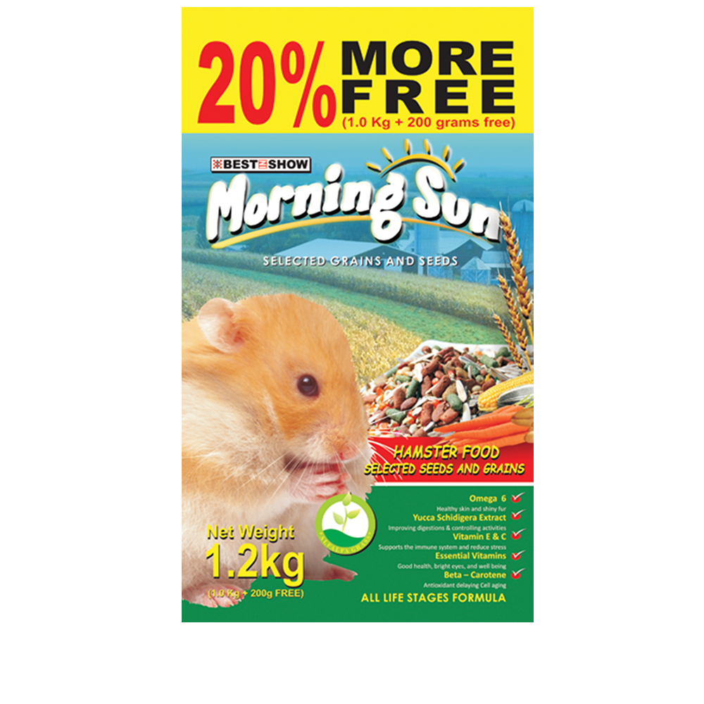 Hamster - Morning Sun - Seeds & Grains - 1.2kg  - Best In Show - Best Pet Food For Your Pet