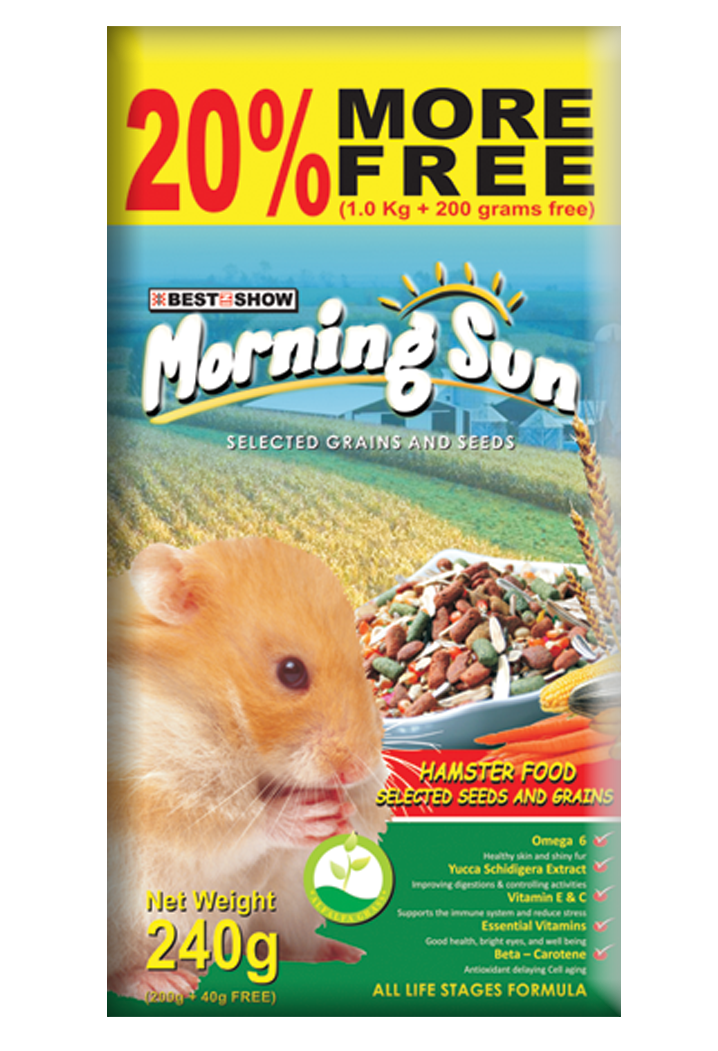 Cat | Product - Morning Sun Hamster - Hamster Food Selected Seed and Grains - 1.2kg  - Best In Show - Best Pet Food For Your Pet